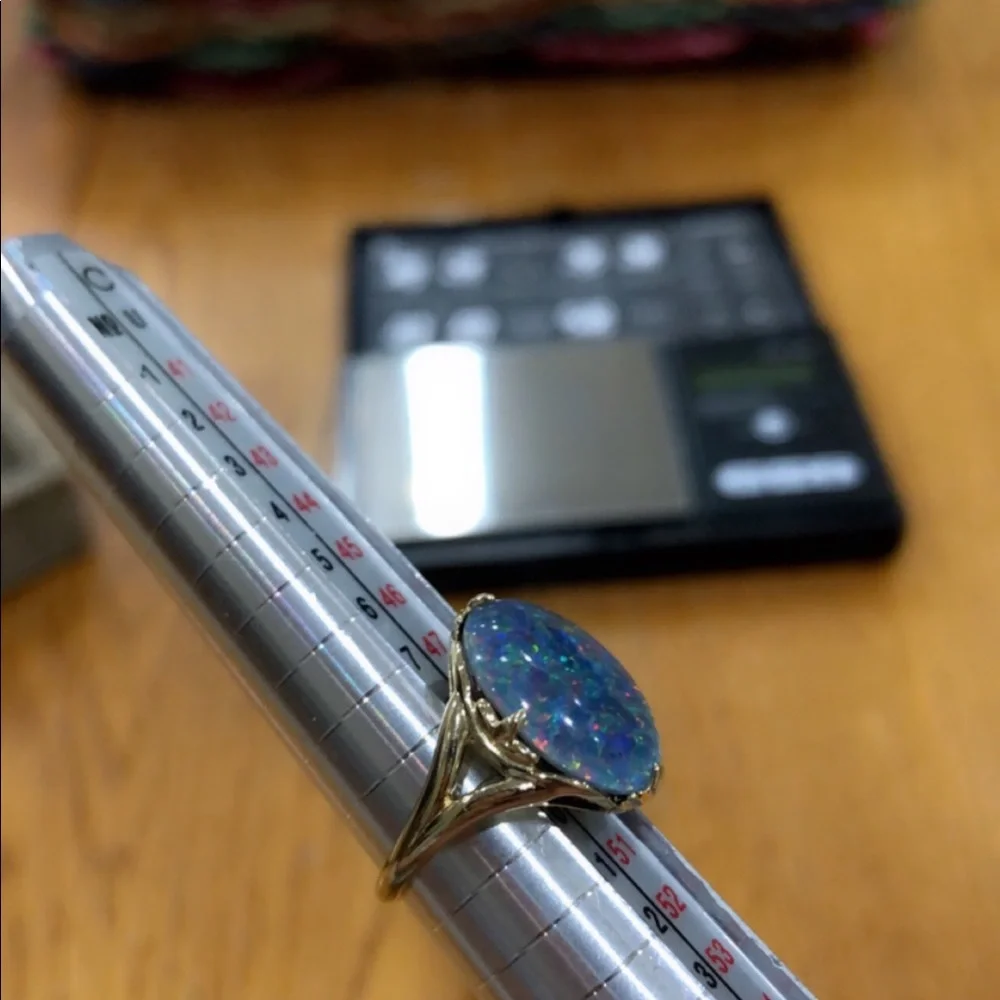 Solid 14k gold (not plated) triplet Australian Opal - Picture 4 of 5